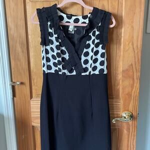 Taylor dress, black‎ white polka dot, size 8